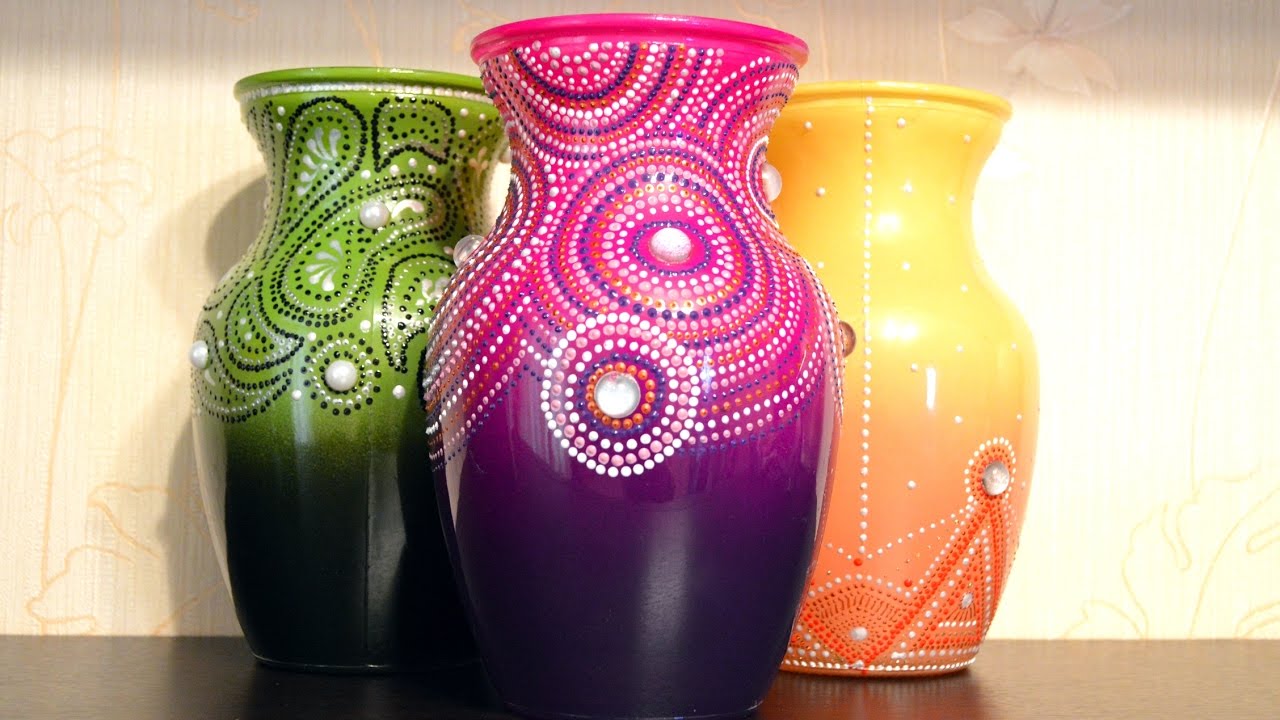 Как сделать декор стеклянной вазы своими руками