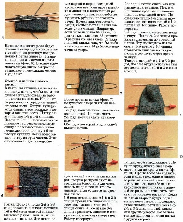 Как вязать носки на 5 спицах: пошагово для начинающих