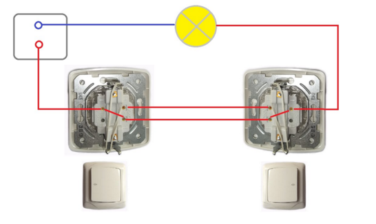 Как подключить проходной выключатель света