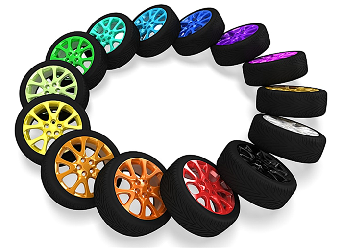 Многоцветные окрашенные колеса