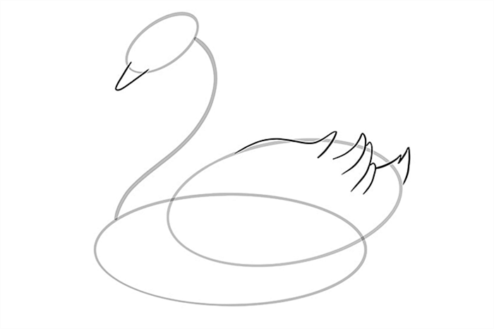 Шаг 06 рисования лебедя