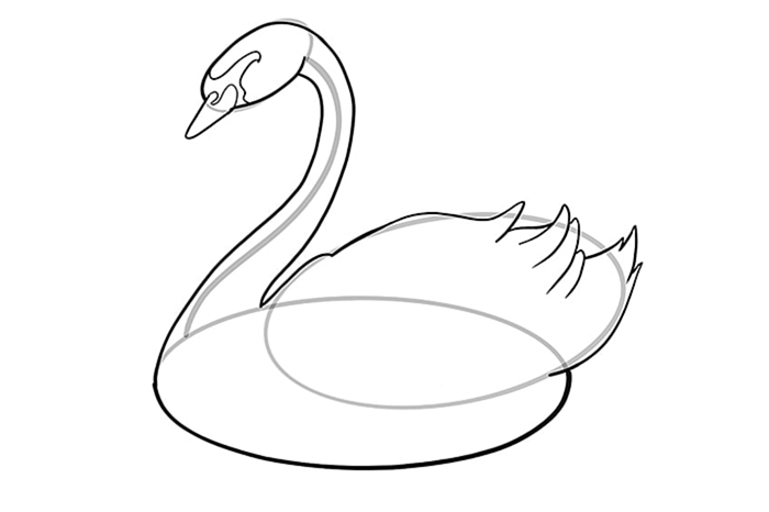 Шаг 09 рисования лебедя