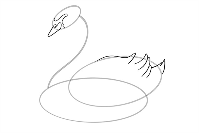 Шаг 07 рисования лебедя