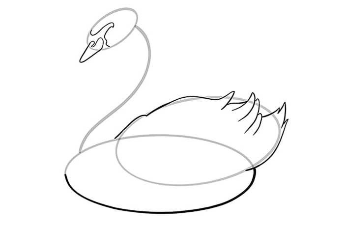 Шаг 08 рисования лебедя