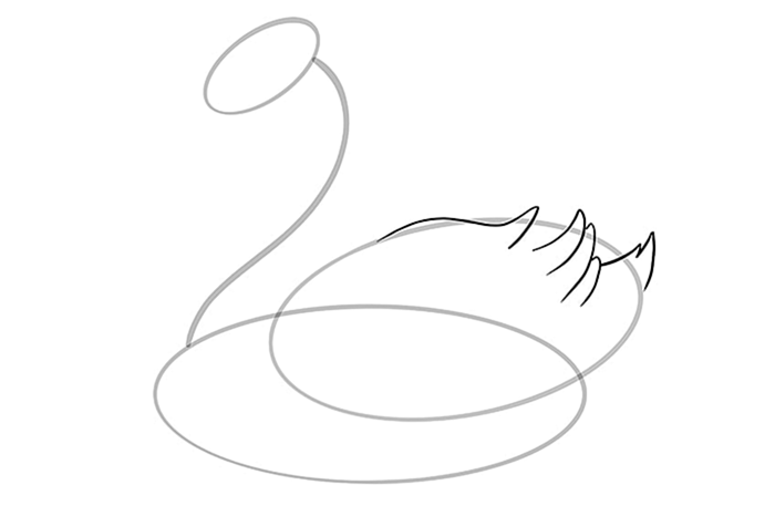 Шаг 05 рисования лебедя