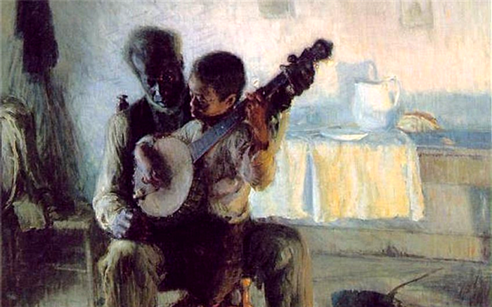 Урок игры на банджо Картина Генри Оссавы Таннера