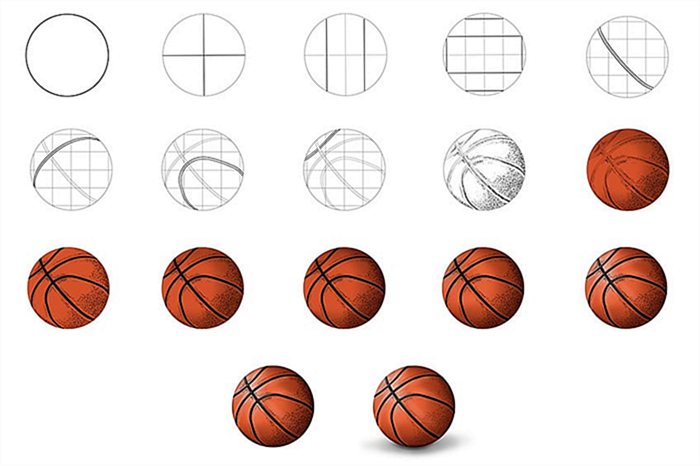 простой рисунок баскетбольного мяча