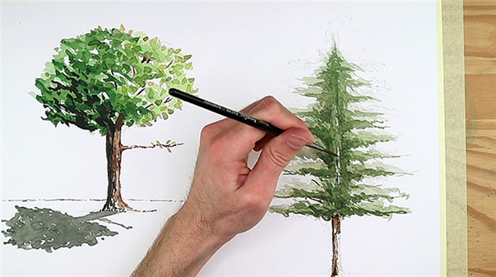 рисование деревьев акварелью 11b
