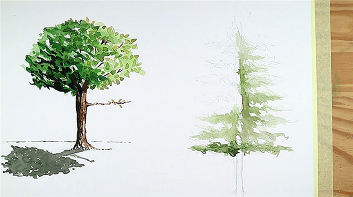 как рисовать деревья акварелью 9d