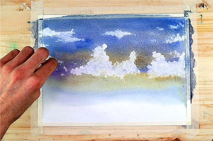 Акварельная живопись облака