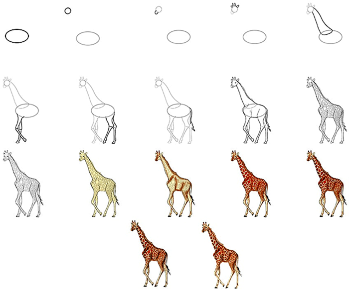 как нарисовать жирафа коллаж