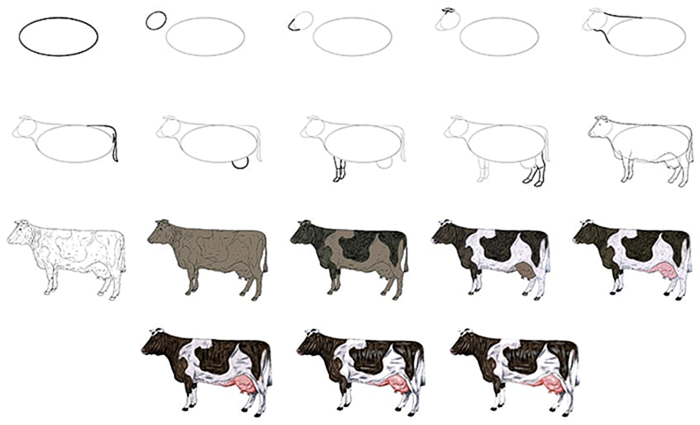 простой рисунок коровы